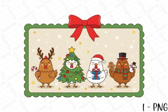 Christmas Chicken Farm Frame for T-Shirt Designs