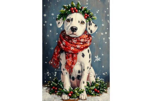 Christmas Dalmatian Winter Art for Illustrations