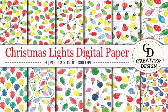 Christmas Lights Digital Paper: Festive Patterns for Bloggers