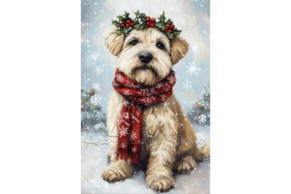 Christmas Wheaten Terrier Illustrations for Branding