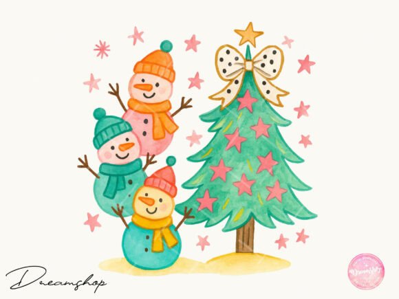 Coquette Glitter Snowman PNG for Festive Illustrations