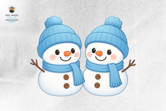 Cute Christmas Snowman Couple Clipart Review