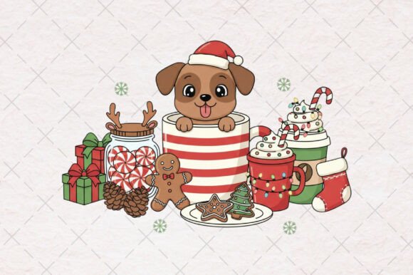 Dachshund Christmas Latte Coffee Png Illustrations