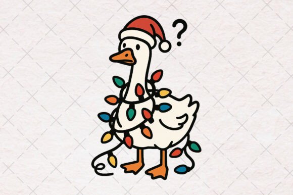 Funny Minimal Christmas Goose Clipart: Illustrations for Sellers