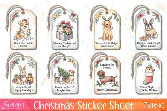Funny Pets Christmas Tags: Illustrations Review