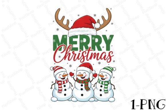 Merry Christmas Snowman Sublimation Png for T-Shirt Designs
