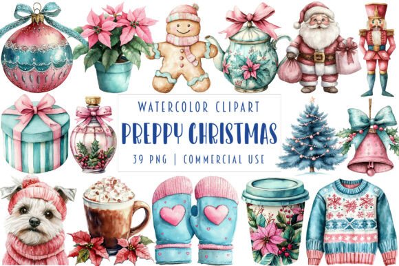 Preppy Christmas Clipart: Illustrations for Sellers