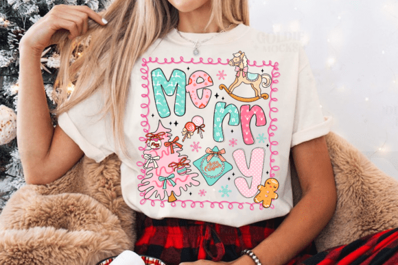 Preppy Merry PNG: Brushstroke Illustrations