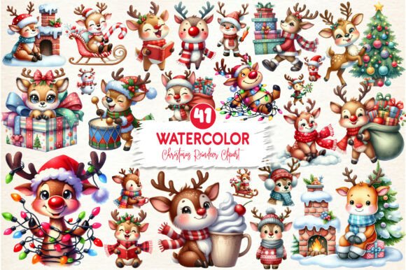 Quirky Christmas Reindeer Clipart Bundle Review