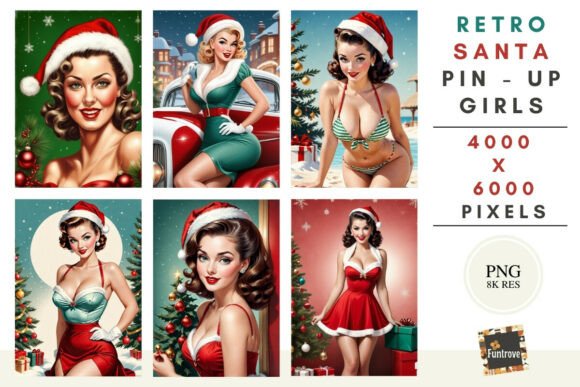 Retro Christmas Pin Up Girls: Festive Illustrations for Crafters