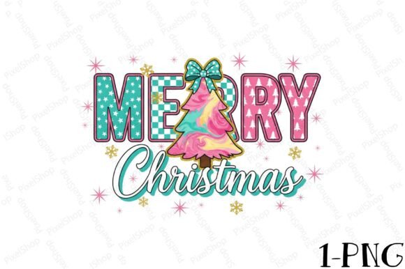 Retro Merry Christmas Coquette Png for T-Shirt Designs