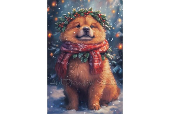 Review: Christmas Chow Chow Dog Winter Art Print Illustrations