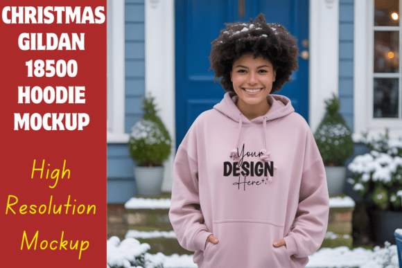 Reviewing Christmas Gildan 18500 Hoodies Mockup