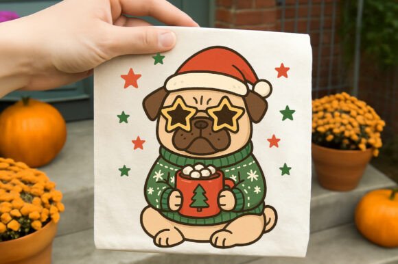 Reviewing Christmas Pug Illustrations for Brand Use