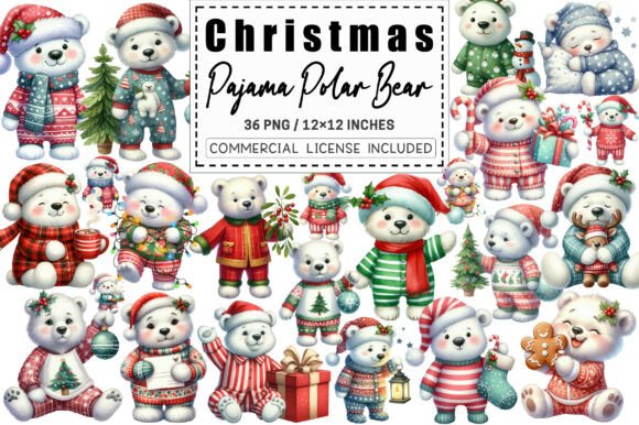 Reviewing the Christmas Pajama Polar Bear Clipart for Stitching