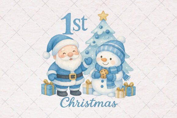 Santa Claus 1st Christmas Sublimation Illustrations