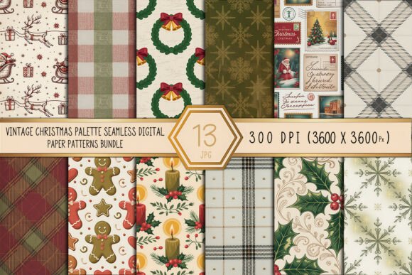 Vintage Christmas Palette Seamless Paper Patterns