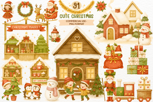 Watercolor Christmas Clipart Winter PNG Review