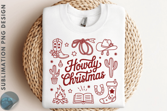 Western Christmas Doodle Howdy PNG: Festive Illustrations